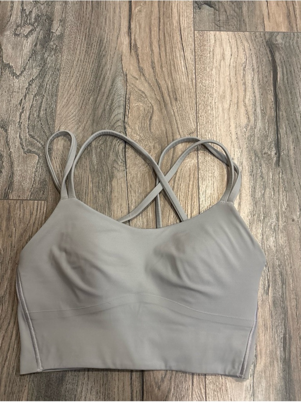 lululemon athletica Light Gray Strappy Longline Sports Bra